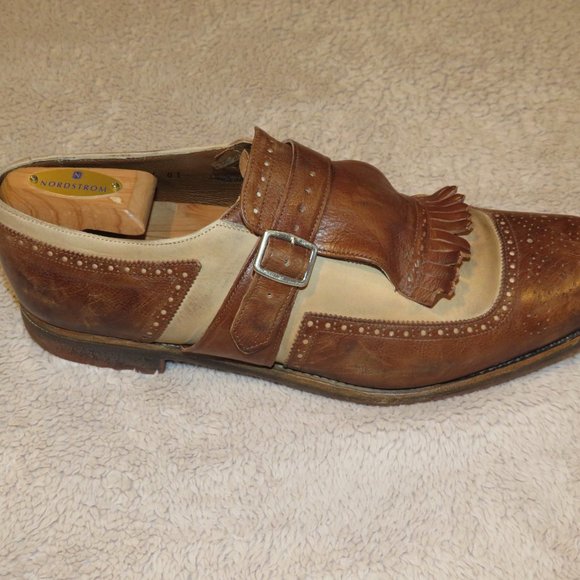Church\'s Shanghai Brown Cream Leather Two Tone Spectator Kiltie Monk Loafers 10 main image 8